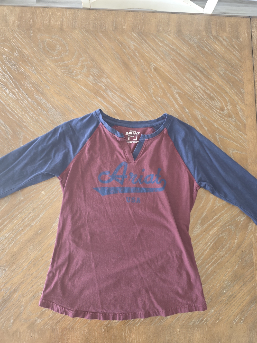 Ariat Burgundy and Navy Raglan Graphic Tee